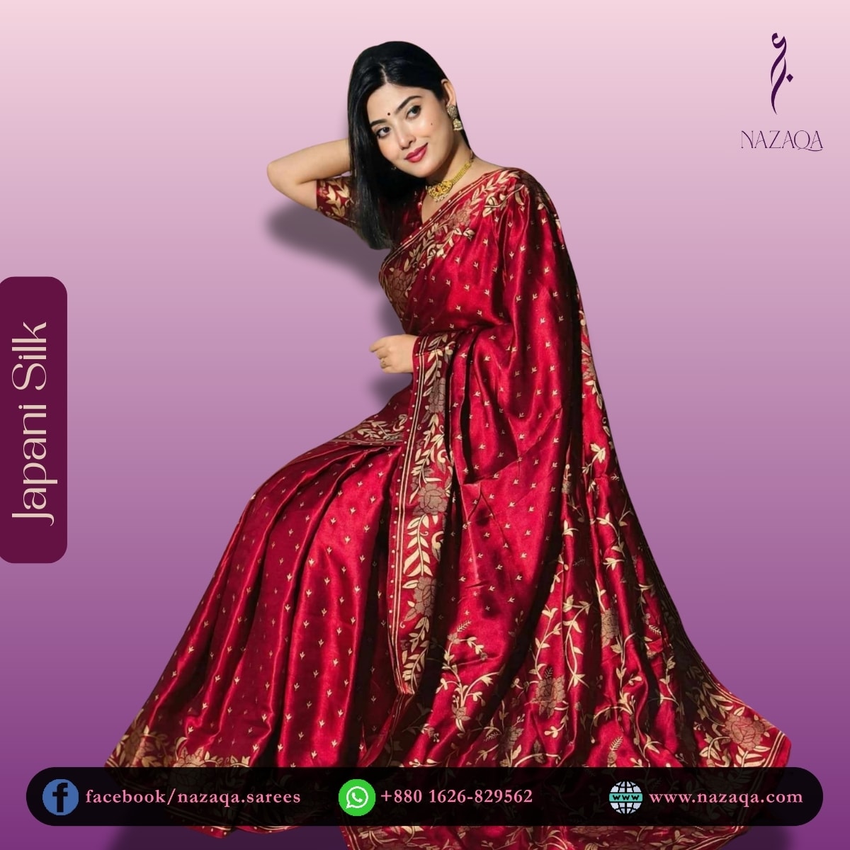 Japani Silk red Saree