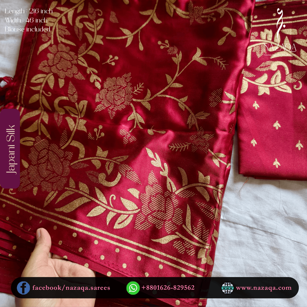 Japani Silk Red Saree